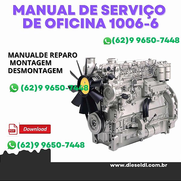 MANUAL DE SERVIÇO DE OFICINA MOTORES 1006-6 1006-6T PERKINS
