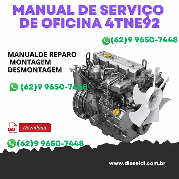 MANUAL DE SERVIÇO DE OFICINA MOTOR  4TNE92 4TNE98 YANMAR