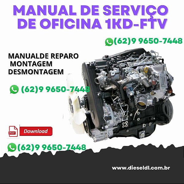 MANUAL DE SERVIÇO DE OFICINA MOTOR 1KD FTV  TOYOTA