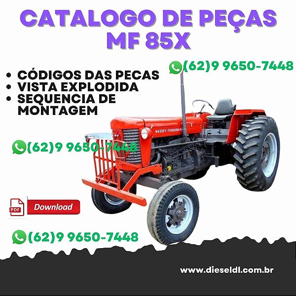CATÁLOGO PEÇAS TRATOR MF 85, 85X MASSEY FERGUSON