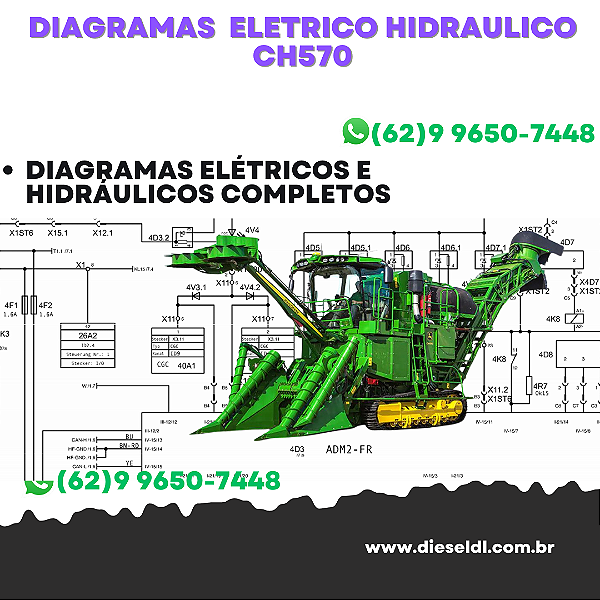 Diagramas Elétricos e Hydráulicos Colhedora de cana CH570  CH670  JOHN DEERE