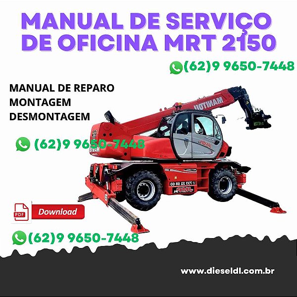 MANUAL DE SERVIÇOS DE OFICINA MANIPULADOR TELESCÓPICO MRT 2150 MANITOU