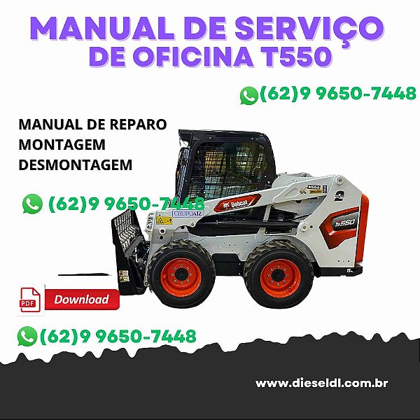 MANUAL DE SERVIÇO DE OFICINA MINI CARREGADEIRA T550   BOBCAT