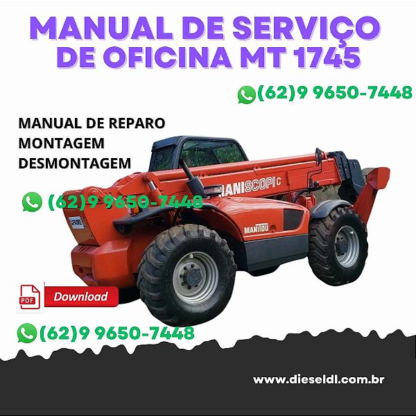 MANUAL DE SERVIÇO DE OFICINA  MANIPULADOR TELESCÓPICO MT-1745  MANITOU