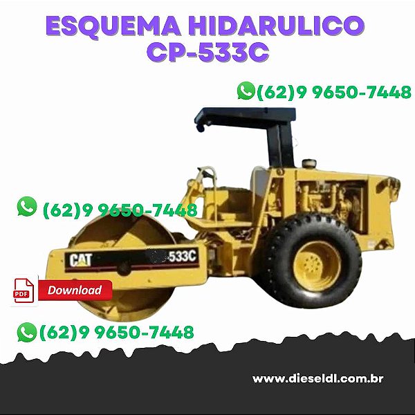 ESQUEMA HIDRÁULICO ROLO COMPACTADOR CP-533C, CP-536C, CS-533C, CS-536C, CS-573C, CS-583C CATERPILLAR