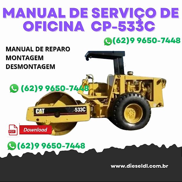 MANUAL DE SERVIÇO DE OFICINA ROLO COMPACTADOR CP-533C CATERPILLAR