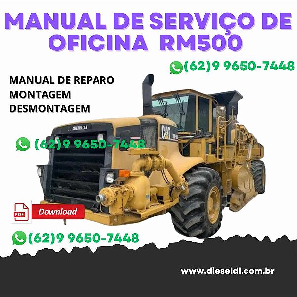 MANUAL DE SERVIÇO DE OFICINA RECUPERADORA DE RODOVIA RM500  CATERPILLAR