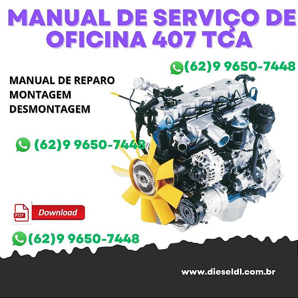 MANUAL DE SERVIÇO DE OFICINA MOTOR SPRINT 407TCA, 607TCA, 607T  MWM