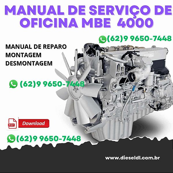 MANUAL DE SERVIÇO DE OFICINA  MOTOR DIESEL  MBE 4000 DETROIT
