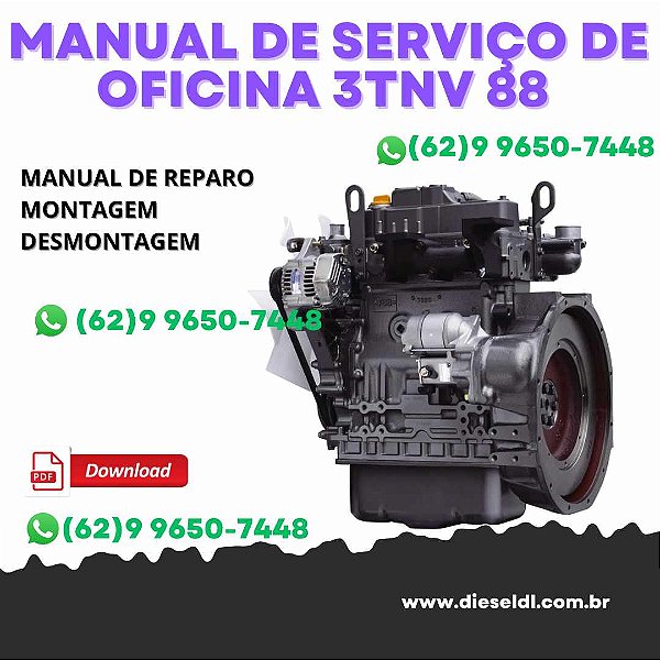 MANUAL DE SERVIÇO DE OFICINA MOTOR 3TNV88A, 3TNV84T, 3TNV88  YANMAR