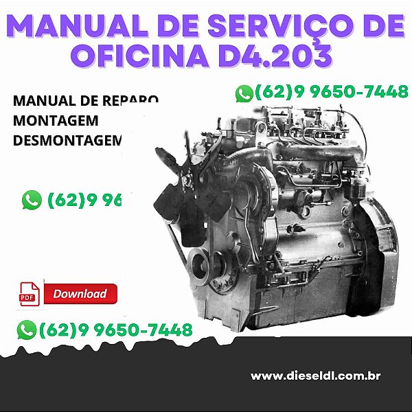 MANUAL DE SERVIÇO DE OFICINA MOTOR D4.203 – 4.203 PERKINS