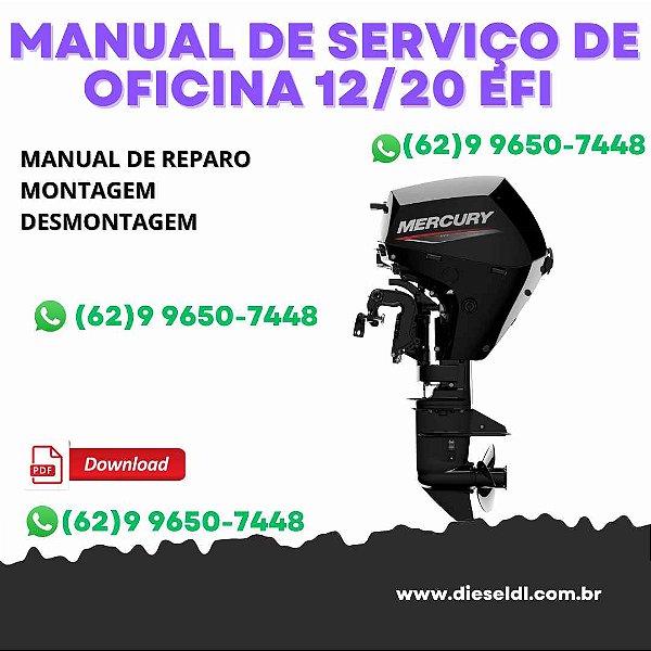 MANUAL DE SERVIÇO DE OFICINA MOTOR DE POPA FOURSTROKE 12/20 EFI MERCURY