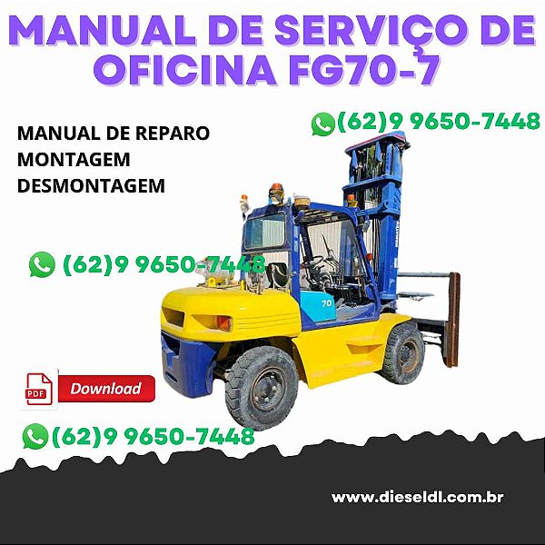 MANUAL DE SERVIÇO DE OFICINA  EMPILHADEIRA FG50/60/70-7 - FD50/60/70/80-8 KOMATSU