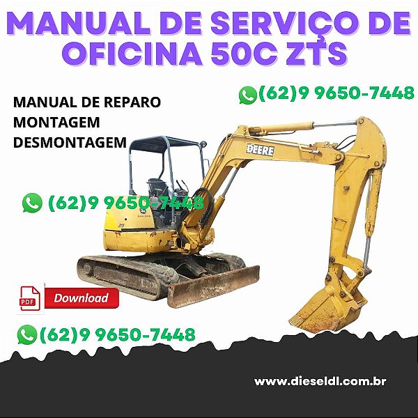 MANUAL DE SERVIÇO DE OFICINA  MINI ESCAVADEIRA 50C ZTS   JOHN DEERE