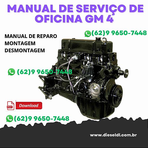 MANUAL DE SERVIÇO DE OFICINA MOTOR MARINHO GM 4 CYLINDER  NUMERO 13  MERCRUISER