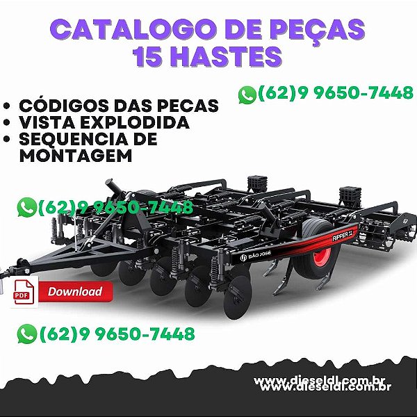 CATÁLOGO DE PEÇAS  ESCARIFICADORES  RIPPER MODELOS - 7, 9, 11, 13 E 15 HASTES  SÃO JOSÉ