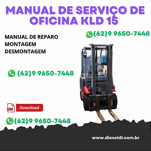 MANUAL DE SERVIÇO DE OFICINA  EMPILHADEIRA SERIES 70  KLD10, 15, 20, 30 NICHIYU
