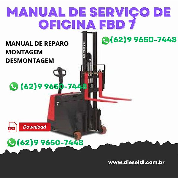 MANUAL DE SERVIÇO DE OFICINA  EMPILHADEIRA SERIES 70   FBD7, 9, 10 - SBW7,9 NICHIYU