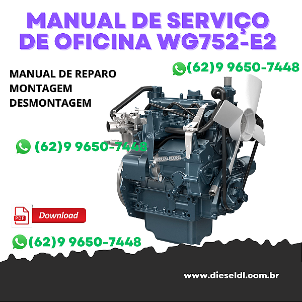 MANUAL DE SERVIÇO OFICINA MOTOR WG752-E2, DF752-E2 KUBOTA