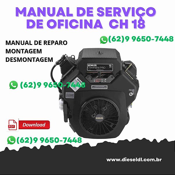 MANUAL DE SERVIÇO DE OFICINA  KOHLER COMMAND - CH18-CH25, CH620-CH730