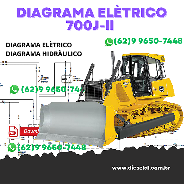 MANUAL ELÉTRICO HIDRÁULICO 700J-ll JOHN DEERE TRATOR ESTEIRA