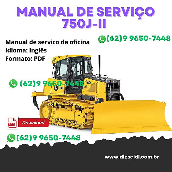 Manual De Servico 750J-ll | Trator de Esteira John Deere