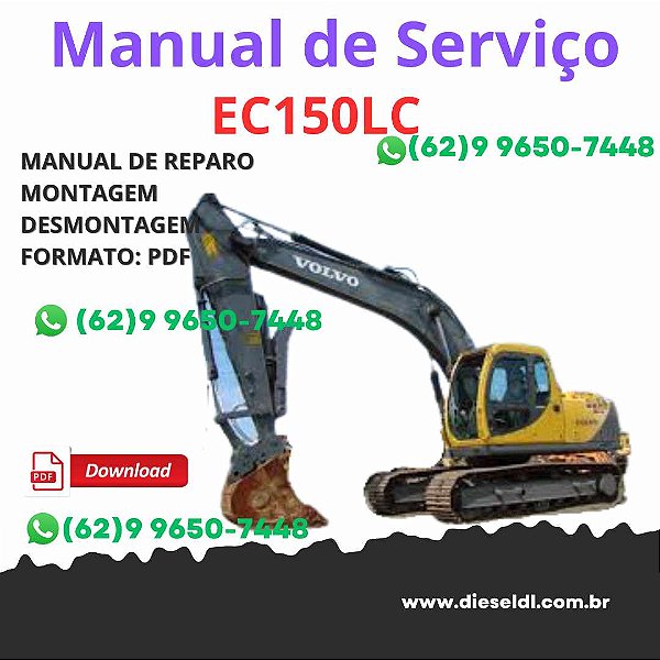 Manual Completo de Oficina Volvo EC150LC – Escavadeira Hidráulica em PDF