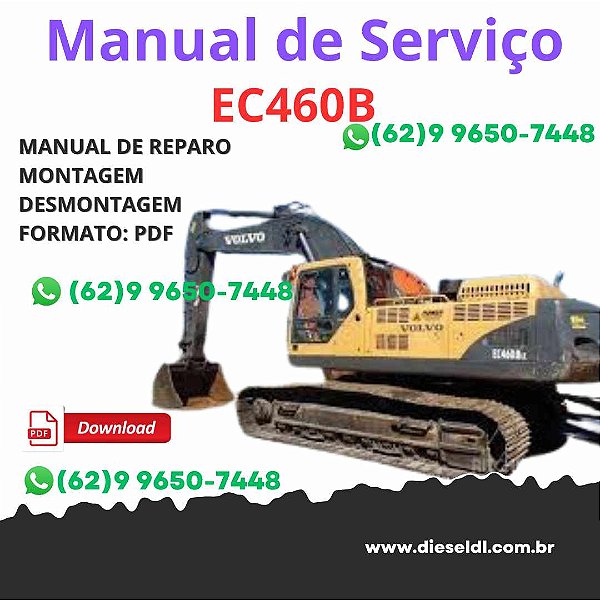 Manual de Serviço Profissional Volvo EC460B – Escavadeira Hidráulica PDF