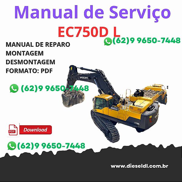Manual Serviço de Oficina Completo Volvo EC750D L – Escavadeira Hidráulica
