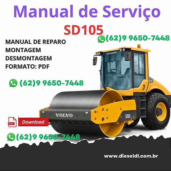 Manual Serviço Oficina Volvo SD105 – Rolo Compactador em PDF