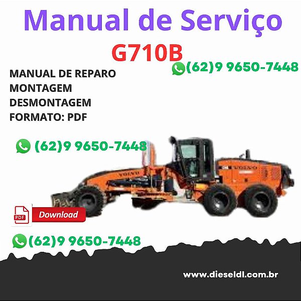 Manual Serviço Oficina Volvo G710B – Motoniveladora PDF
