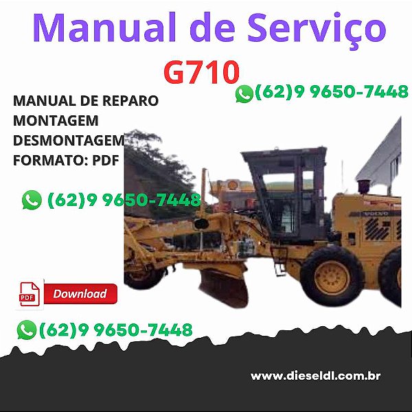 Manual Serviço Oficina Volvo G710 – Motoniveladora em PDF