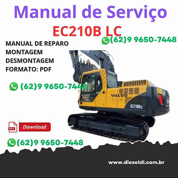 Manual Profissional Serviços de Oficina Volvo EC210B LC Escavadeira com Esquemas PDF