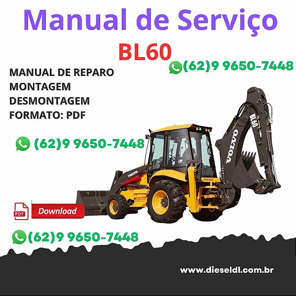Manual Oficina Elétrica + Esquema de Fiação – Retroescavadeira Volvo BL60 PDF