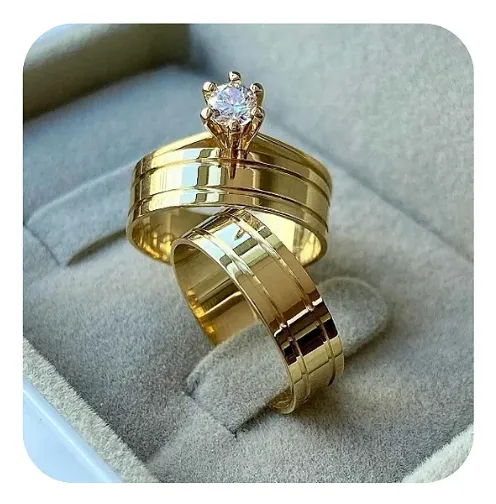 Par de Alianças Holanda 9mm+Solitario💍