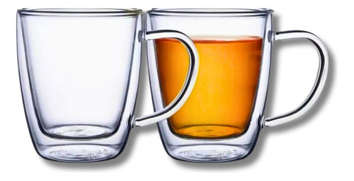 Xícara De Chá Kit 02 Pçs Parede Dupla Café Espresso 200ml - Mimo Style