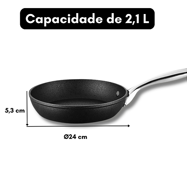 Frigideira Antiaderente Revestimento Titânio Indução 24cm Black Rock - Mimo Style