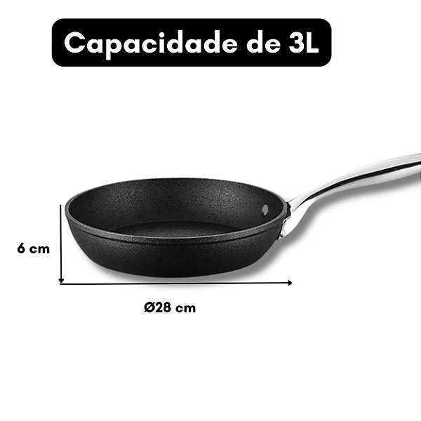 Frigideira Antiaderente Revestimento Titânio Indução 28cm Black Rock - Mimo Style
