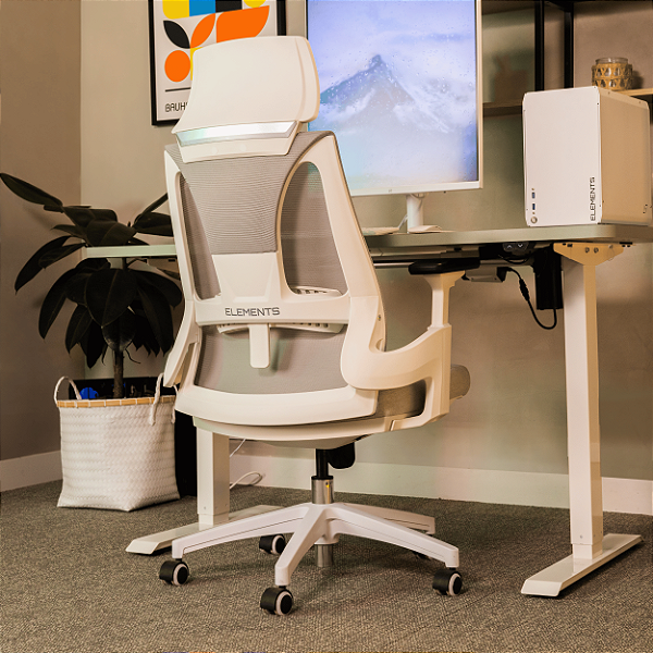 Cadeira Ergonômica Escritório Gamer Presidente Branca/cinza Helene Special - Elements