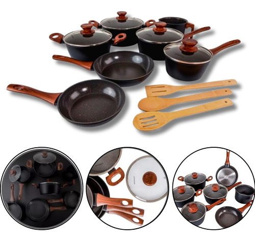 Jogo De Panelas Indução 10 Peças Revestimento Cerâmico Style Cook Black - Mimo Style