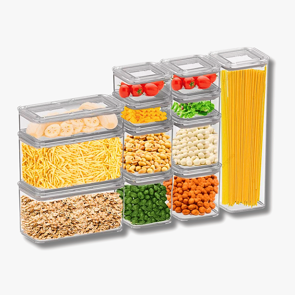 Kit 12 Potes Herméticos Organizador Mantimentos Alimentos Modo Cristal - Coza