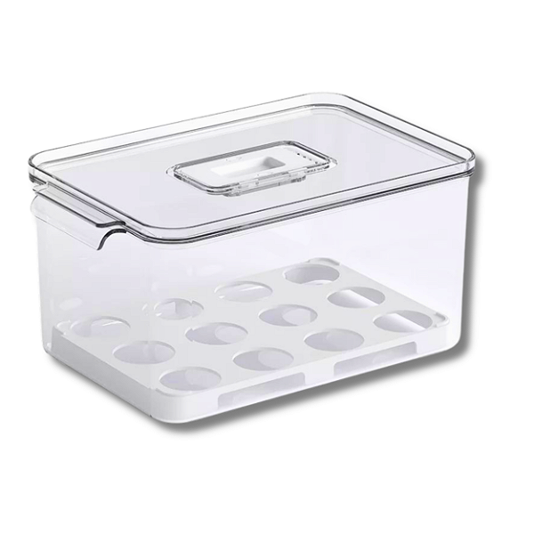 Organizador Bandeja Porta Ovos Com Tampa Geladeira 24 Unds Cristal - Coza