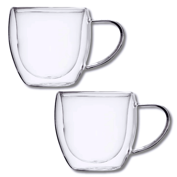 Caneca Parede Dupla Vidro 2 Peças 250 ml - Allmix