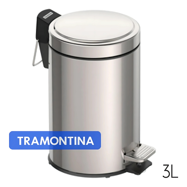 Lixeira pedal inox banheiro cozinha 3l tramontina polida