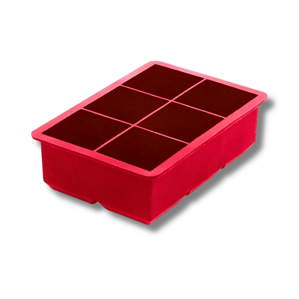 Forma de Gelo Silicone 06 Cubos Grandes Vermelha - Allmix