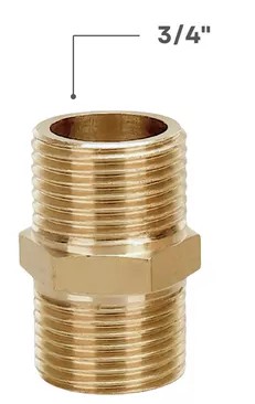 UNIÃO NIPLE MACHO LATÃO -  3/4" NPT X 3/4" NPT