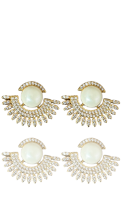 Brinco Leque com Pérola Ouro