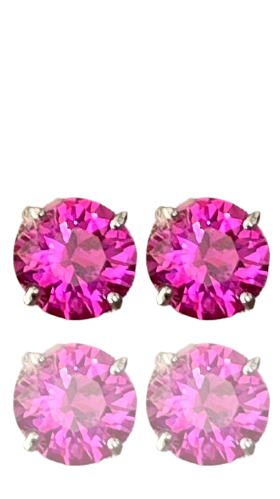 Brinco Elisa Safira Pink Grande Prata