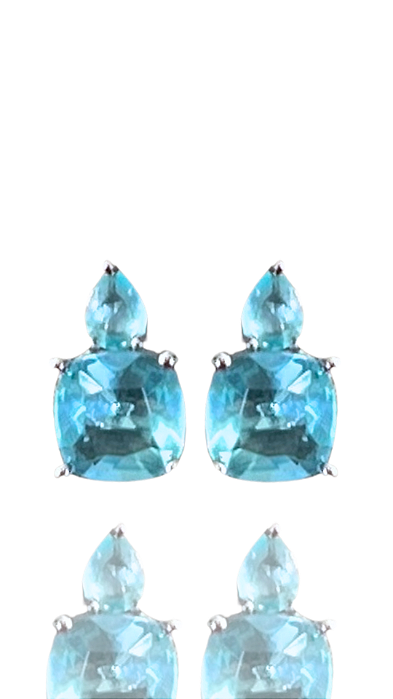 Brinco Tamires Água Marinha Prata