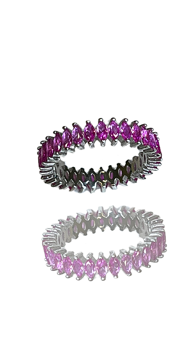 Aliança Navete Safira Pink